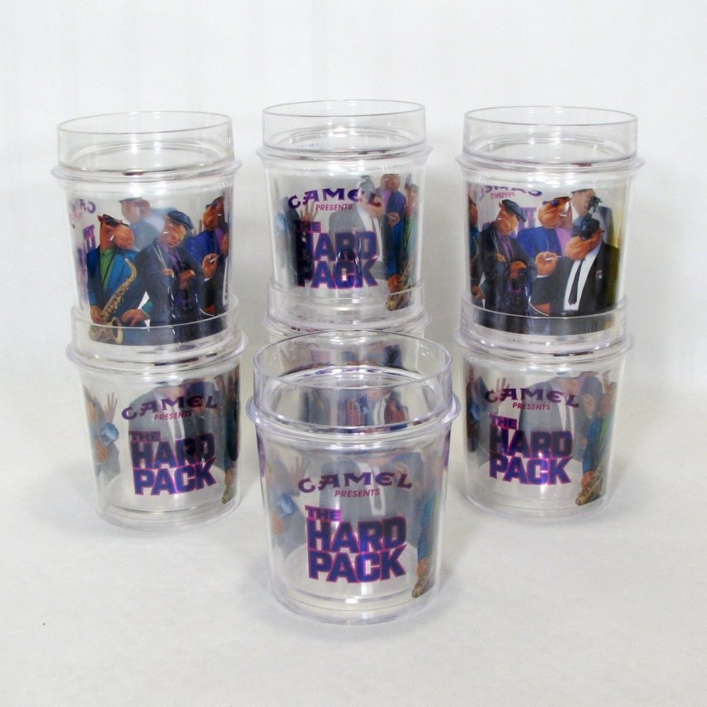 2 Joe Camel Plastic Beer Mug Tumbler The Hard Pack Crew Set Of 2 Cups 1990s Vtg